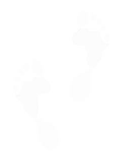 Two faded Go Near Ministry footsteps, the right foot slightly one step ahead of the left.
